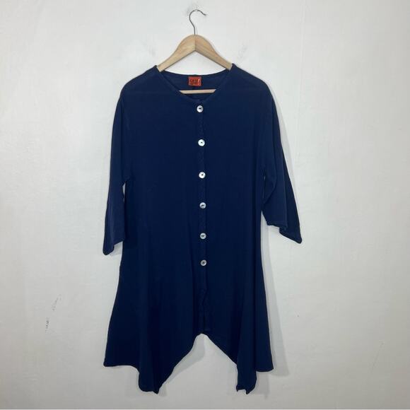 Oh My Gauze! Pico Cotton Royal Blue Button Down Jacket Top Size Small Medium - Picture 1 of 14